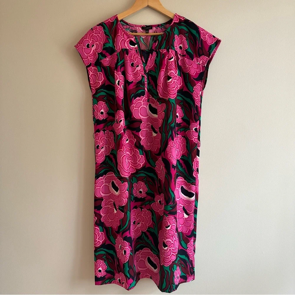 Talbots Sleeveless‎ Floral Sheath Dress w/ Belt Women’s M | Peony Print V‑Neck